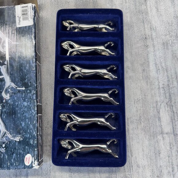 Set of 6 MCM Vintage Elegance Silver Plate Figural Horse Knife Rests in Box EUC - Picture 2 of 10